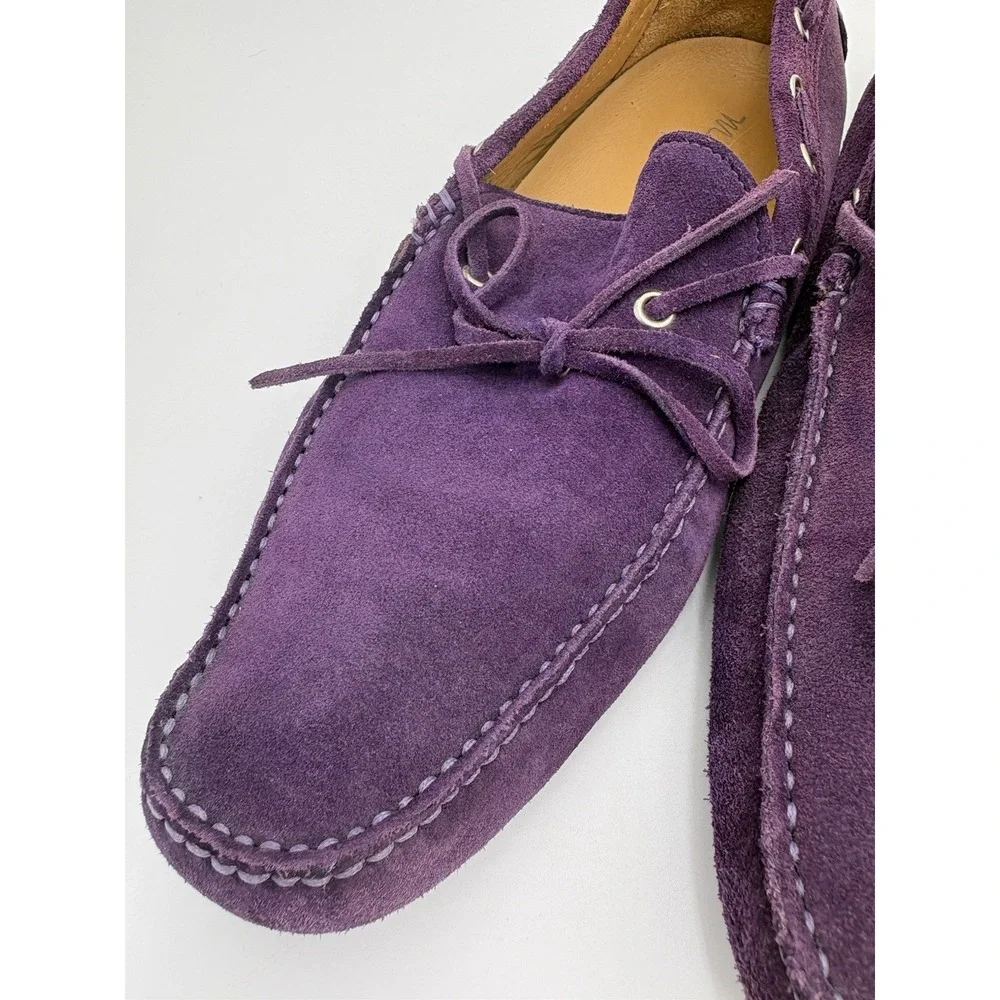 MONZA Men's Purple Leather Suede Driving Car‎ Shoe 42.5/9.5